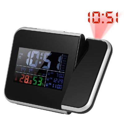 

Indoor Digital Color Thermometer Hygrometer Clock LCD Temperature Humidity Meter Alarm Snooze Function Calendar Weather Forecast D