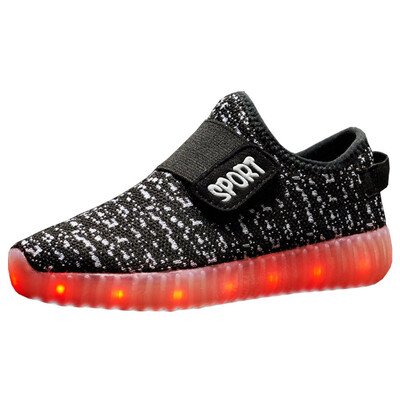 

Colorful Coconut LED Light up Shoes Children Velcro Flashing Lights Shoes Breathable Flyknit Casual Kids Shoes