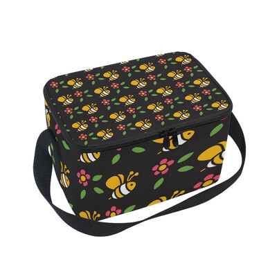 

ALAZA Insulated Lunch Box Flower Bees Lunch Bag for Men Women Portable Tote Bag Cooler Bag