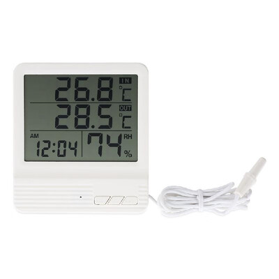 

LCD Digital IndoorOutdoor Thermometer Hygrometer Alarm Clock Temperature Humidity Measurement °C°F Max Min Value Display
