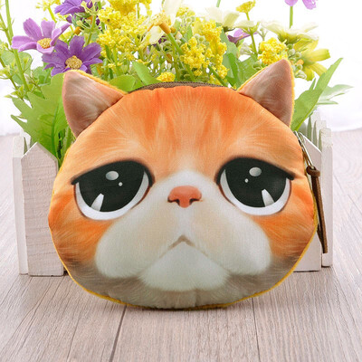 

New Casual Handbag Purse Cute Fashion Women Coin Purse Cat Animal Print Mini Wallet Zipper Closure Small Clutch Bag