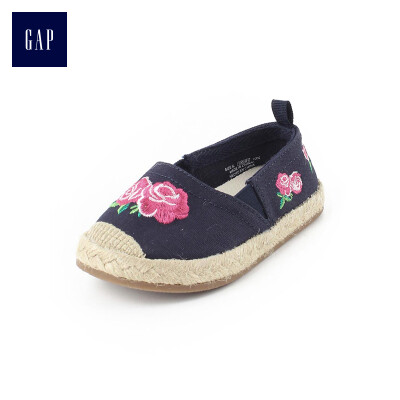 

GAP flagship store childrens embroidery straw round head flat shoes 292847 Navy blue 17 yards 135CM