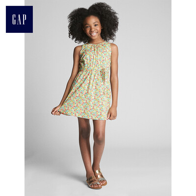 

GAP flagship store girls cotton flower pattern waist lace dress 336459 honeysuckle light yellow