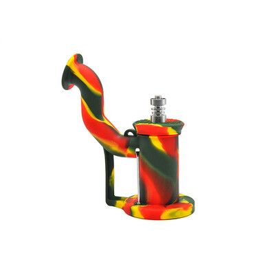 

Silicone Smoke Tubing Tobacco Smoking Holder Edible Portable Water Smoking Pipes with Wax Oil Jar&Stainless Steel Spoon Camou