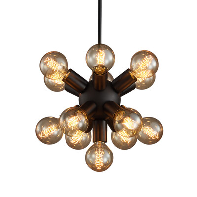 

E27 12 Bulb Sockets Industrial Retro Pendant Light Wrought Iron Cafe Dining Room Droplight