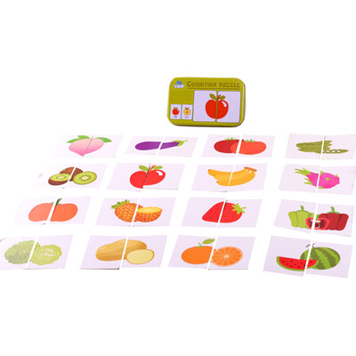 

Flash Card Jigsaw Puzzle with Storage Box Shape Animal Fruit Alphabet Cognition Intelligence Early Educational Toy for Infant Todd