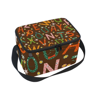 

ALAZA Lunch Box Insulated Lunch Bag Large Cooler Alphabet Pattern Tote Bag