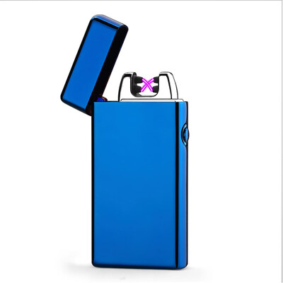 

USB Rechargeable Electronic Hit Fire Machine Windproof Flameless Metal Smoking Cigarette Lighters of Double Pulsed Arc