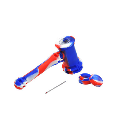

Silicone Environmental Smoke Tubing with Wax Oil Jar&Stainless Steel Spoon Edible Portable Tobacco Pipes Water Smoking Holder
