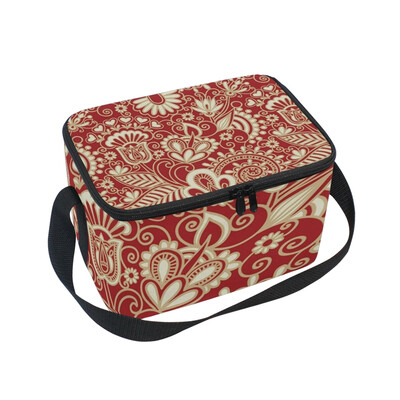 

ALAZA Lunch Box Insulated Lunch Bag Large Cooler Tote Bag Vintage Red for Men Women Girls Boys