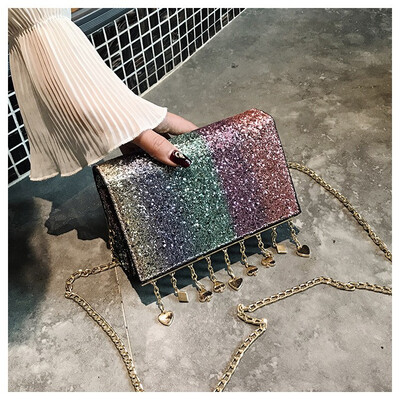 

NovelTeez 2018 new sequin small square bag wild girl small satchel mini chain shoulder bag