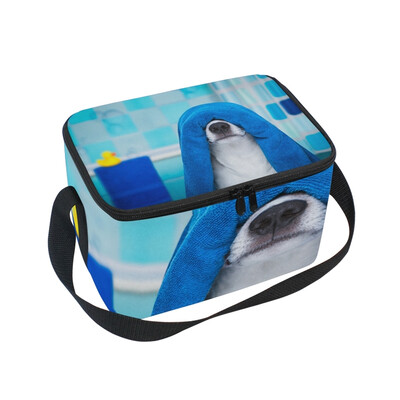 

ALAZA Lunch Box Insulated Lunch Bag Large Cooler Dog In Shower Tote Bag