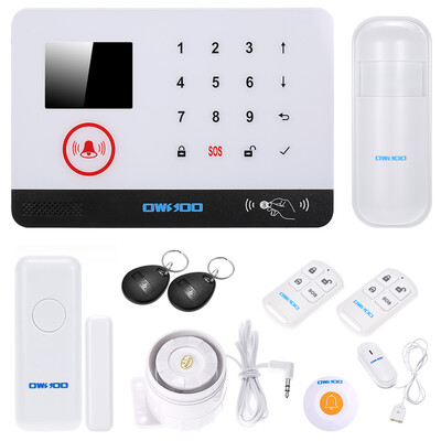 

OWSOO 433MHz Wireless WIFI Alarm Security System Water Door Sensor LCD Display Wired Siren Kit Phone App Remote Control Home Burgl