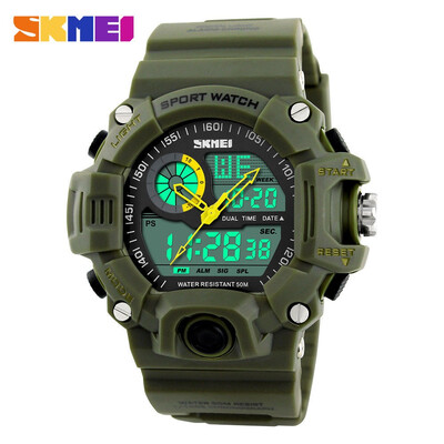 

SKMEI Mens Waterproof Sport Army Alarm Date Analog Digital Black Wrist Watches