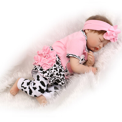 

22inch 55cm Silicone Reborn Toddler Baby Doll Girl Sleeping Doll Boneca With Clothes Lifelike Cute Gifts Toy Pink