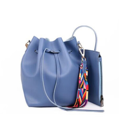 

2019 New Fashion Colorful Strap Bucket Bag Women High Quality Pu Leather Shoulder Bag Brand Desinger Ladies Crossbody Bags