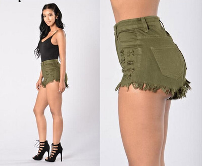 

3 Colors S M L XL 2019 Womens Fashion Sexy High Waist Slim Fit Shorts Jeans Pants Hole Denim Trousers