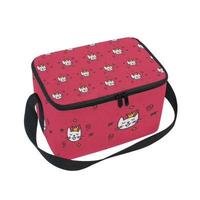 

ALAZA Insulated Lunch Box Lovely Happy Cats Lunch Bag for Men Women Portable Tote Bag Cooler Bag