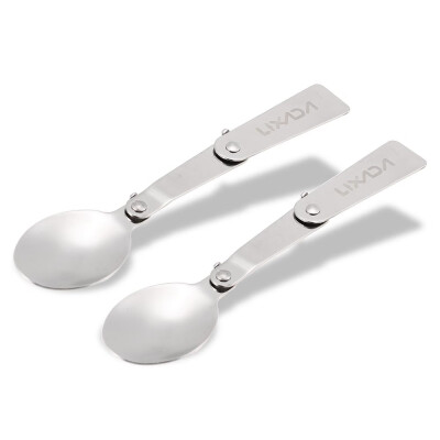 

Lixada Pack of 2 Outdoor Foldable Stainless Steel Spoon for Camping Hiking Cooking Picnic Tableware