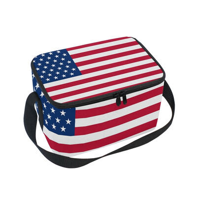 

ALAZA Insulated Lunch Box Man Made Aerican Flag Lunch Bag for Men Women Portable Tote Bag Cooler Bag