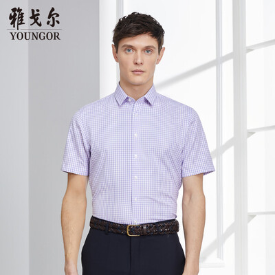 

Youngor shirt mens 2019 spring youth mens casual dress shirt YSDP10261KFY purple 40