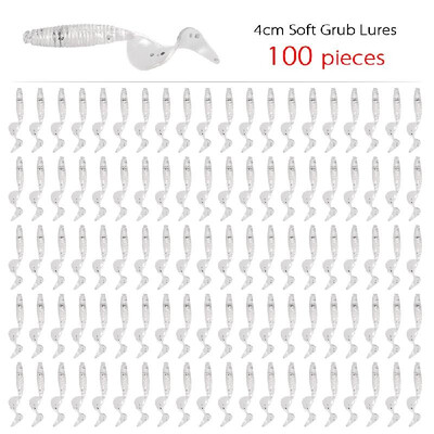 

100pcs 4cm Soft Artificial Fishing Lures Swimbait Tail Grub Lures Worm Moggot Grub Lures Baits