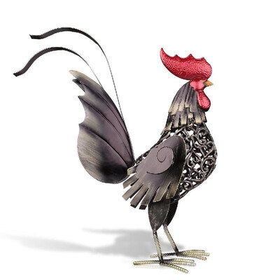 

TOOARTS Black iron rooster big size Metal sculptrue Iron sculpture Abstract sculpture Crafting Home furnishing articles Decorati