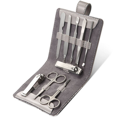 

Korea Kowell Han Kewei stainless steel nail clipper set anti-splash nail scissors personal care repair capacity combination 9 piece set KD903 light gray