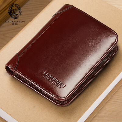 

LAORENTOU Mens Wallet Short Wallet Fashion Business First Layer Leather Ticket Clip JD3029J002L5Q Brown