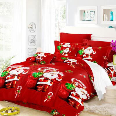

Christmas Santa Bedding Set Polyester 3D Printed Duvet Cover 2pcs Pillowcases Bed Sheet Set Christmas Bedroom Decorations--Kin