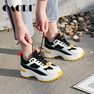 

Ms Gao Di Gao Di increased thick breathable mesh face color tie casual old shoes female black white 36