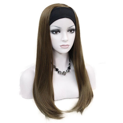 

StrongBeauty Long 34 womens wigs hairpiece Straight with Adjust Black Headband Blonde Highlighted wig Synthetic Hair