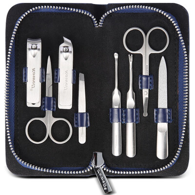 

Korea Kowell Han Kewei stainless steel nail clipper set anti-splash nail scissors personal care repair capacity combination 8 piece set KE803 blue