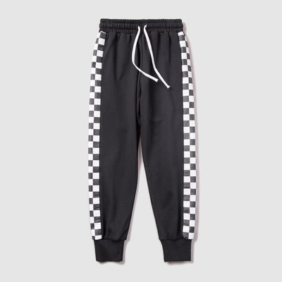 

Unisex Boys&Girls Ribbed Cuffs Black Jogger Drawstring Waistband&Elastic Plaid Active Sweat-Pants