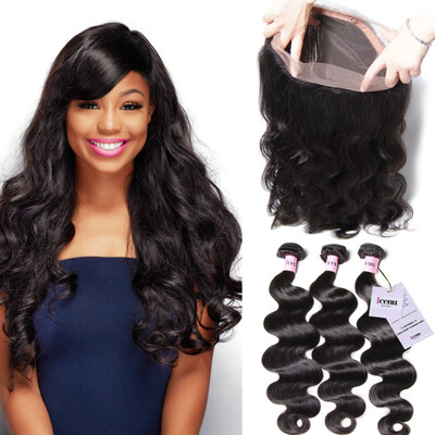 

UNice Icenu Series 7A Indian Curly Hair 360 Lace Frontal With 3 Bundles Remy Human Hair