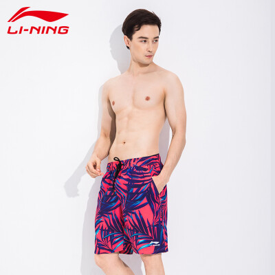 

Li Ning LI-NING couple beach pants loose large size five points swimming trunks seaside holiday fashion casual men&women couples sports shorts 793-1 male models red red