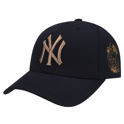 

MLB baseball cap unisex couple hat NY Korean fashion tide cap hard top Tibetan green gold standard side flower adjustable cap circumference 55cm-59cm