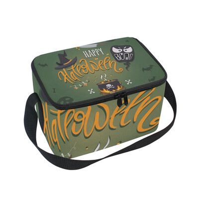 

ALAZA Lunch Box Insulated Lunch Bag Large Cooler Happy Halloween Bat Tote Bag