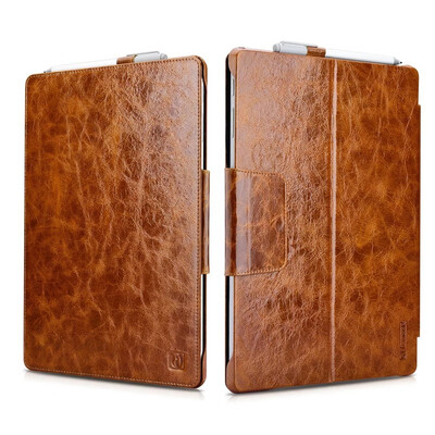 

Icarer 2 Colors Business Vintage Genuine Leather Folio Case For Surface Pro 4 Retro oil wax Leather Flip Cover For Surface Pro 4
