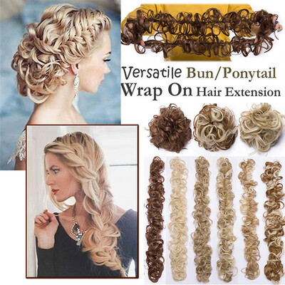 

Scrunchie Updo Wrap Curly Messy Bun Ponytail Hair Piece Chignons Hair Extensions