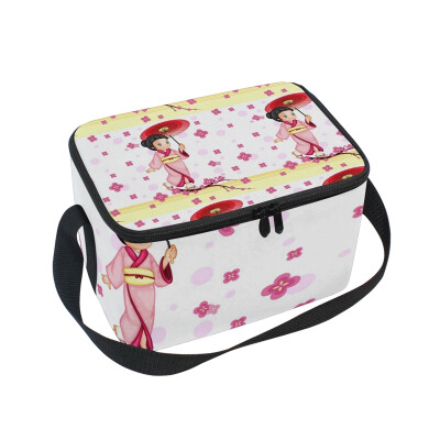 

ALAZA Lunch Box Insulated Asian Girl Lunch Bag Large Cooler Tote Bag for Men Women