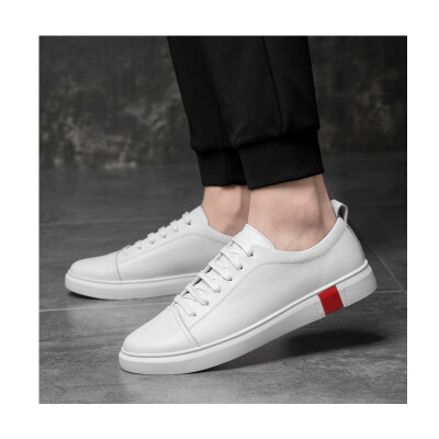 

2018 new mens shoes spring&summer shoes leather breathable tide mens casual wild flat white shoes men