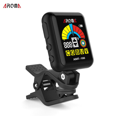 

AROMA AMT-100 2 in 1 Rechargeable Rotatable Clip-on Electronic Tuner Metronome Color Screen with Built-in Battery USB Cable for Ch