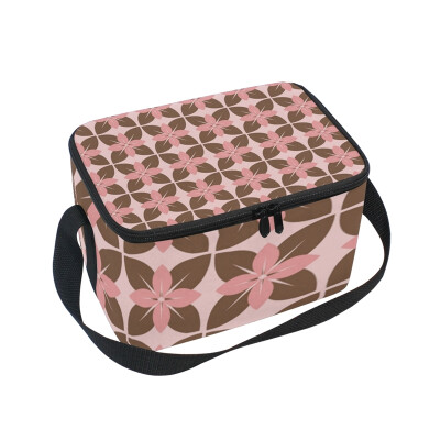 

ALAZA Insulated Lunch Box Square Flower Pattern Lunch Bag for Men Women Portable Tote Bag Cooler Bag