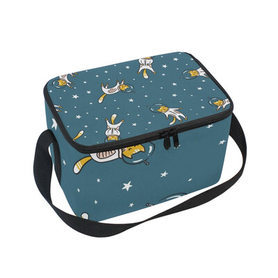 

ALAZA Lunch Box Insulated Cat Astronaut Lunch Bag Large Cooler Tote Bag for Men Women