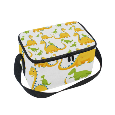 

ALAZA Lunch Box Insulated Dinosaur Green Yellow Lunch Bag Large Cooler Tote Bagfor Men Women