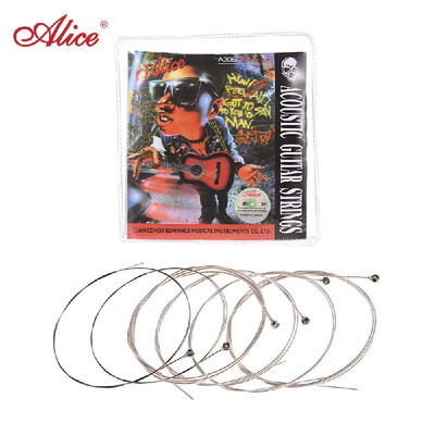 

Alice A306 Series Acoustic Folk Guitar Strings Set Stainless Steel Wire Steel Core Silver-plated Copper Alloy Wound 6pcs Set Su