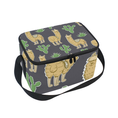 

ALAZA Lunch Box Insulated Lamas And Mexican Plants Lunch Bag Large Cooler Tote Bag for Men Women