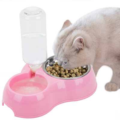 

Hippie dog cat bowl cat bowl dog bowl dog bowl feeding pot rice bowl drinking basin automatic water dispenser pet dog drinking water stainless steel double bowl large dog cat supplies pink trumpet