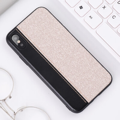 

Phone Case for Apple iPhone X Denim Cloth PU Leather Slicing Design Phone Case Back Cover Phone Shell